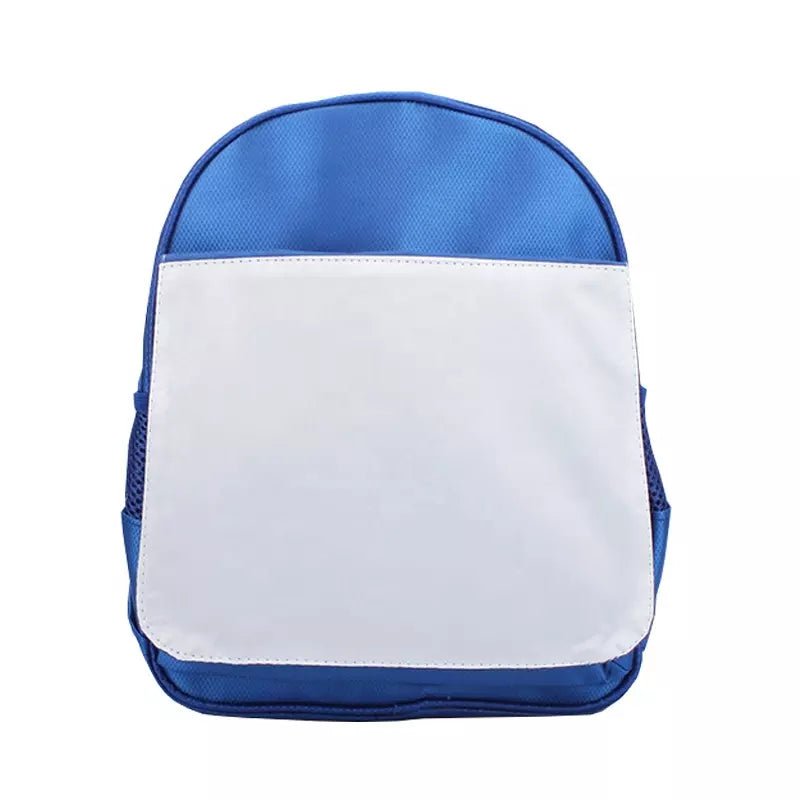 Blue sublimation backpack for kids with white front panel