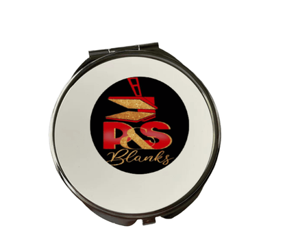 Round sublimation cosmetic mirror compact with P&S Blanks logo
