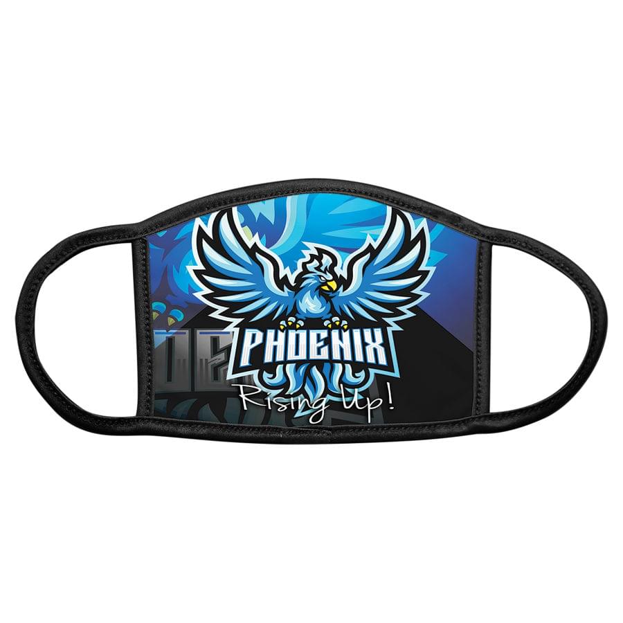 Kids sublimation face mask with black fabric edging