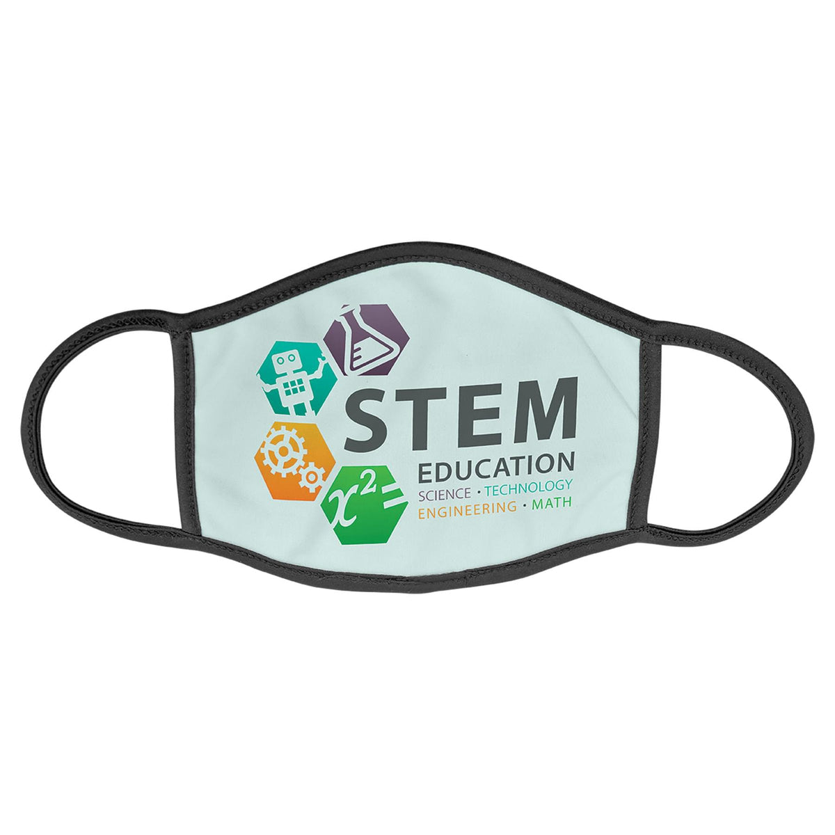 Kids sublimation face mask with black fabric edging