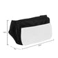 Black and white sublimation fanny pack with zipper.