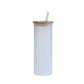 Frosted sublimation glass can tumbler with bamboo lid and straw