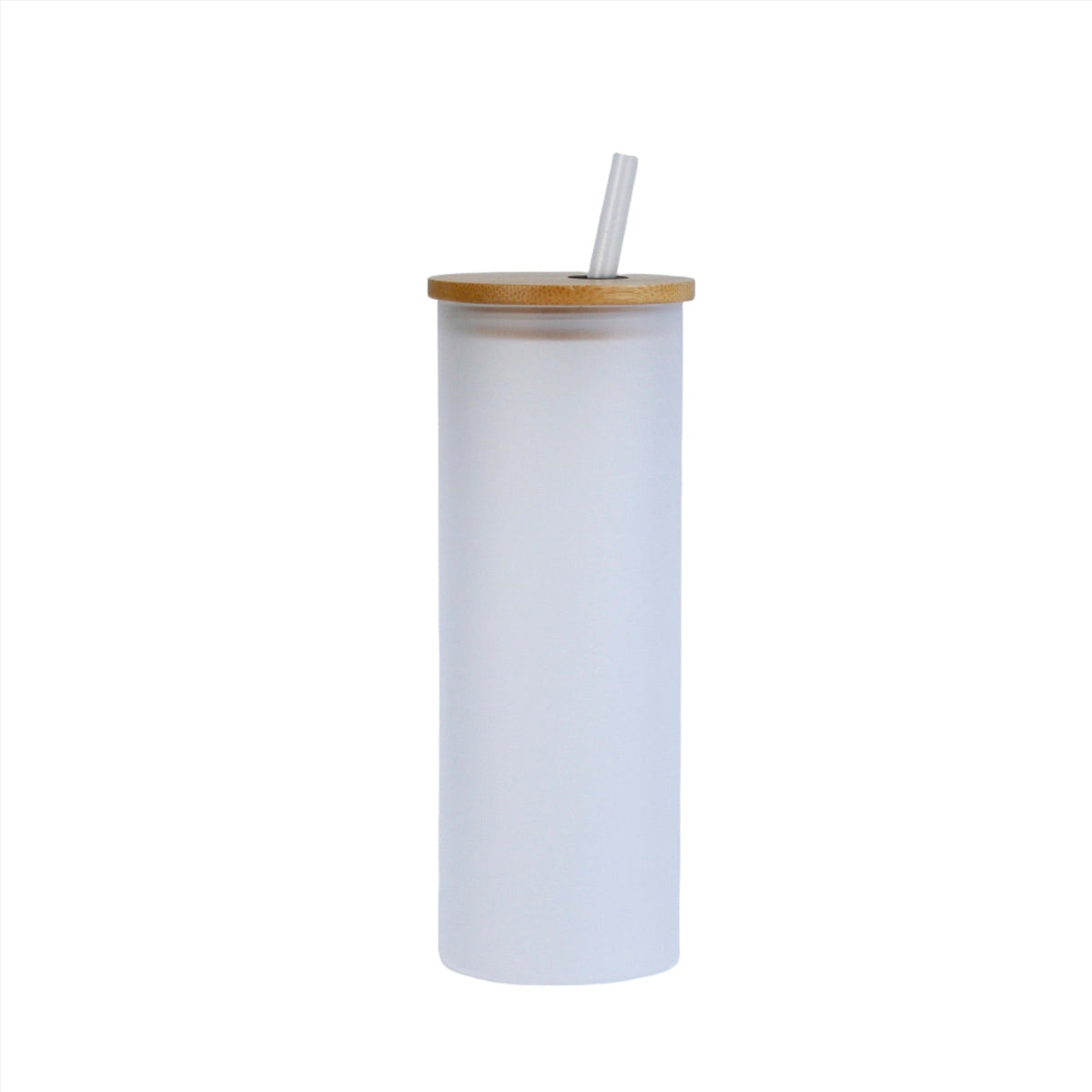 Frosted sublimation glass can tumbler with bamboo lid and straw