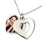 Silver heart locket necklace with personalized photo insert