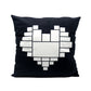 Black sublimation heart pillowcase with white heart-shaped photo panels