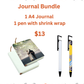 Sublimation journal bundle with an A4 journal and a pen with shrink wrap, framed by flowers
