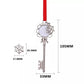 Silver sublimation key Christmas ornament with snowflake charm and red ribbon