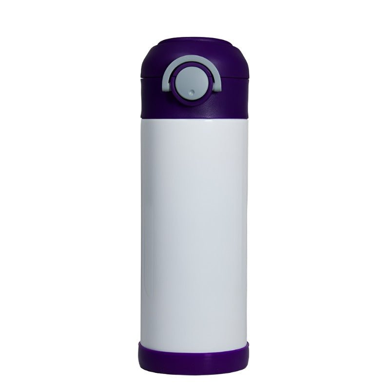 White and purple sublimation kids water bottle