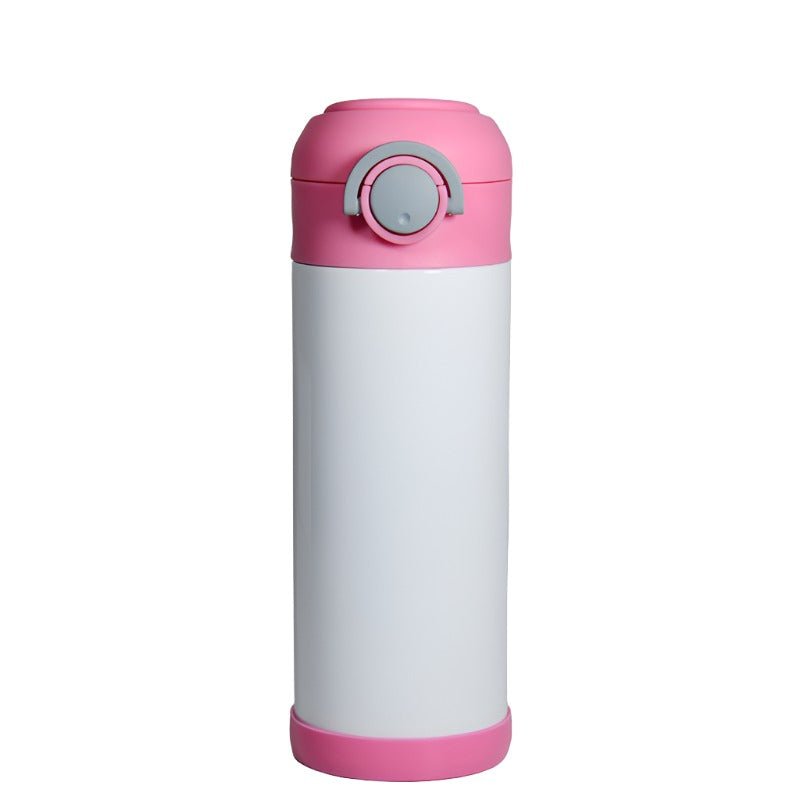 White and pink sublimation kids water bottle