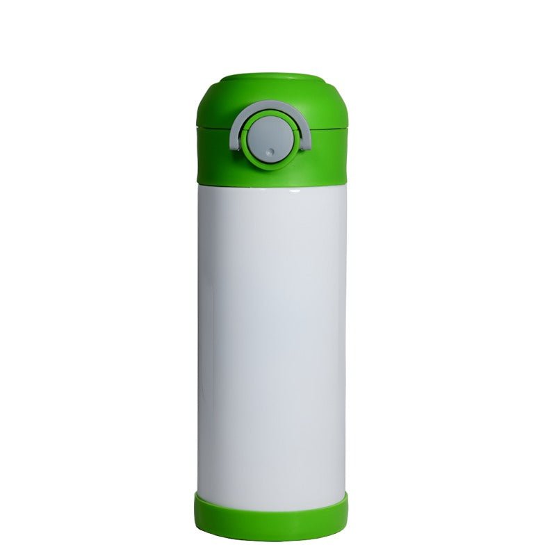 White and green sublimation kids water bottle