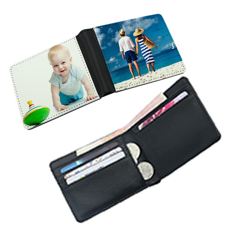 Sublimation men's wallet open showing interior compartments