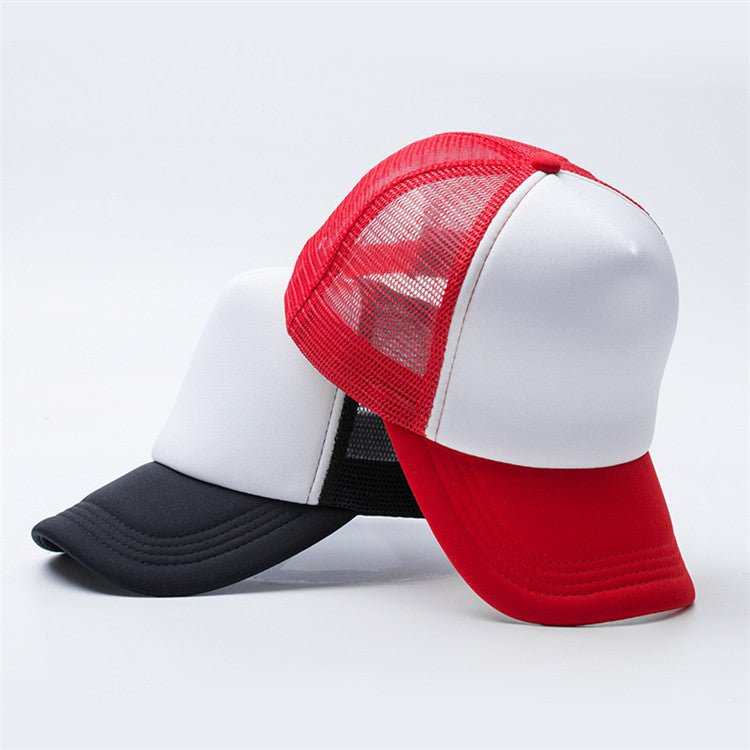 White and red plus white and black sublimation mesh trucker hats