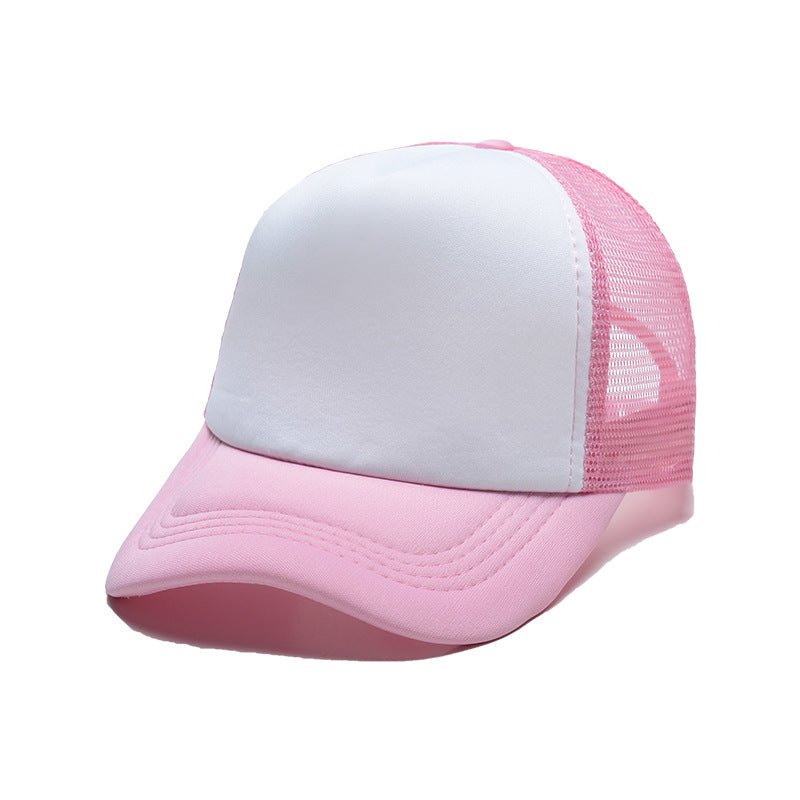 White and pink sublimation mesh trucker hat