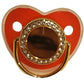 Sublimation pacifiers with black shield and gold decorative center