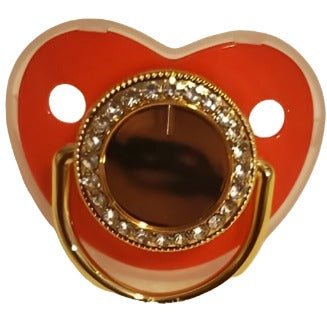 Sublimation pacifiers with black shield and gold decorative center