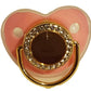 Sublimation pacifiers with peach shield and gold decorative center
