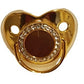 Sublimation pacifiers with red shield and gold decorative center