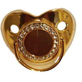 Sublimation pacifiers with red shield and gold decorative center