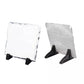 Square sublimation photo rock slates on stands, front and back views