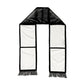 White 6-panel sublimation scarf with black borders and fringe ends