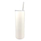 Blank white 30 oz straight skinny sublimation tumbler with straw and lid