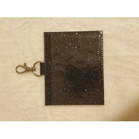 Black glitter sublimation vaccination card holder with keychain clip