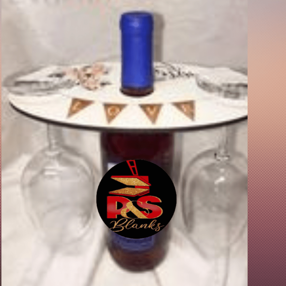 Sublimation wine holder displayed on wine bottle with custom design
