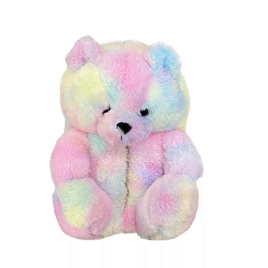 Rainbow pastel teddy bear slipper