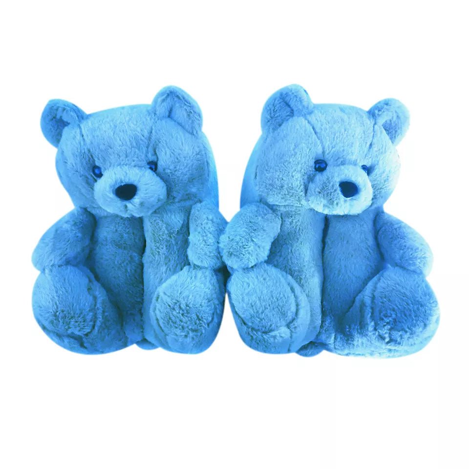Blue teddy bear slippers