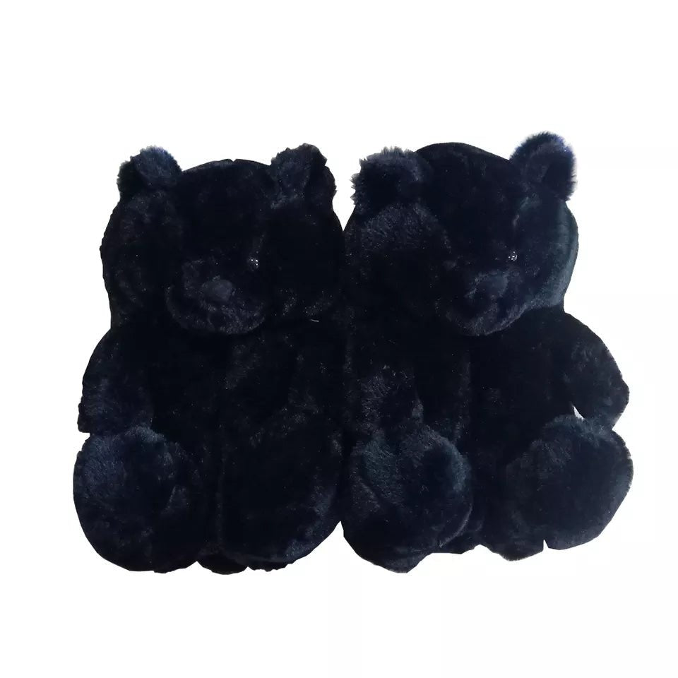 Black teddy bear slippers