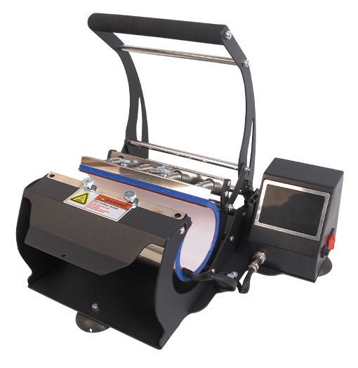 Black 20 oz tumbler heat press machine with handle and control box