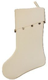 White Christmas stocking with small bells along the top cuff
